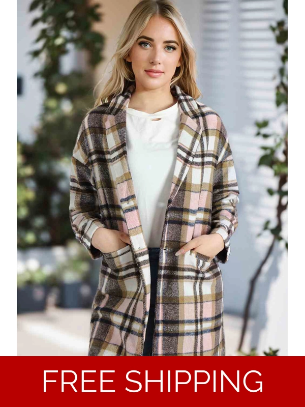 Zip Up Collared Neck Long Sleeve Winter Coat